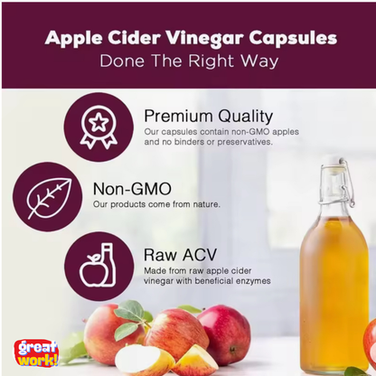 100 Apple Cider Vinegar Gummies au vinaigre de cidre de pomme en forme d'ours, pomme.